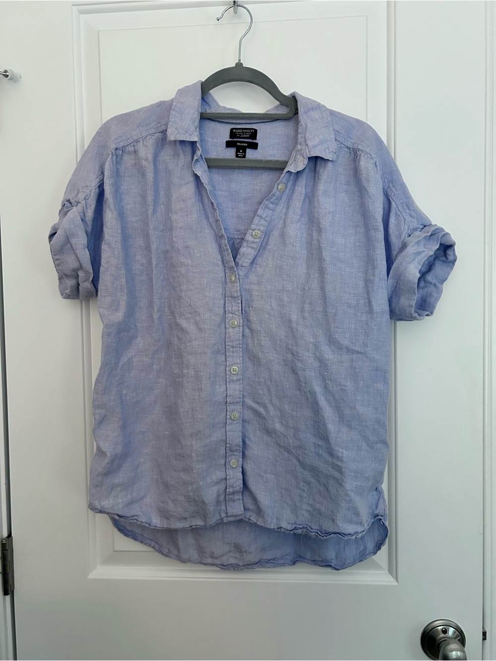 J.Crew Baird McNutt Irish Linen Capitaine Shirt in French Blue - Picture 2 of 4